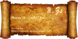 Mensik Zsóka névjegykártya